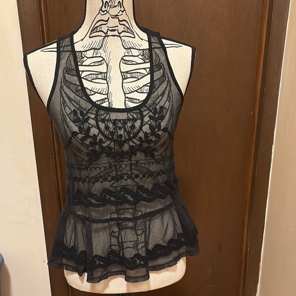 American Eagle Oufitters Black Sheer Lace Tank Top, NWOT